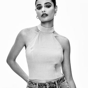 Forever 21 Linen Blend Halter Neck Crop Top